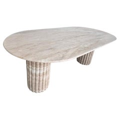 Oval Travertine Marble Dining Table - Natural Stone Conference Table
