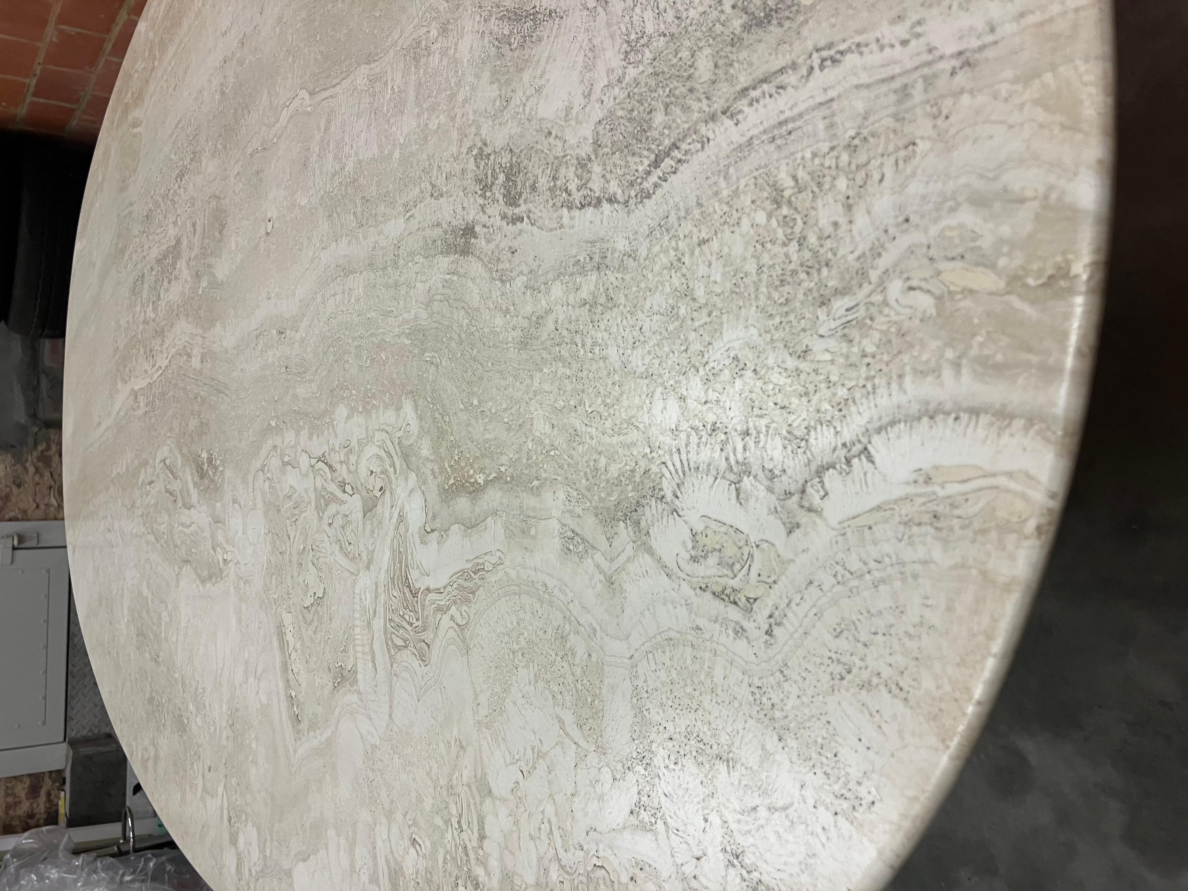 Mesa de comedor oval de mármol travertino 180 x 100 x 73 en venta 11