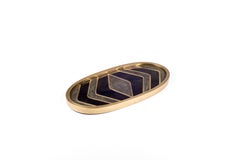 Oval Tray in Cream Shagreen and Brass by Kifu, Paris