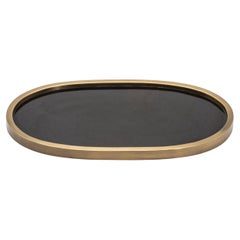 Ovales Tablett in Stiftschale mit Bronze-Patina aus Messing von Kifu Paris