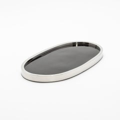 Oval Tray in Pen Shell with Polished Stainless Steel by Kifu Paris