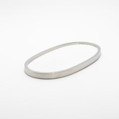 Oval Tray in White Shagreen with Polished Stainless Steel by Kifu Paris