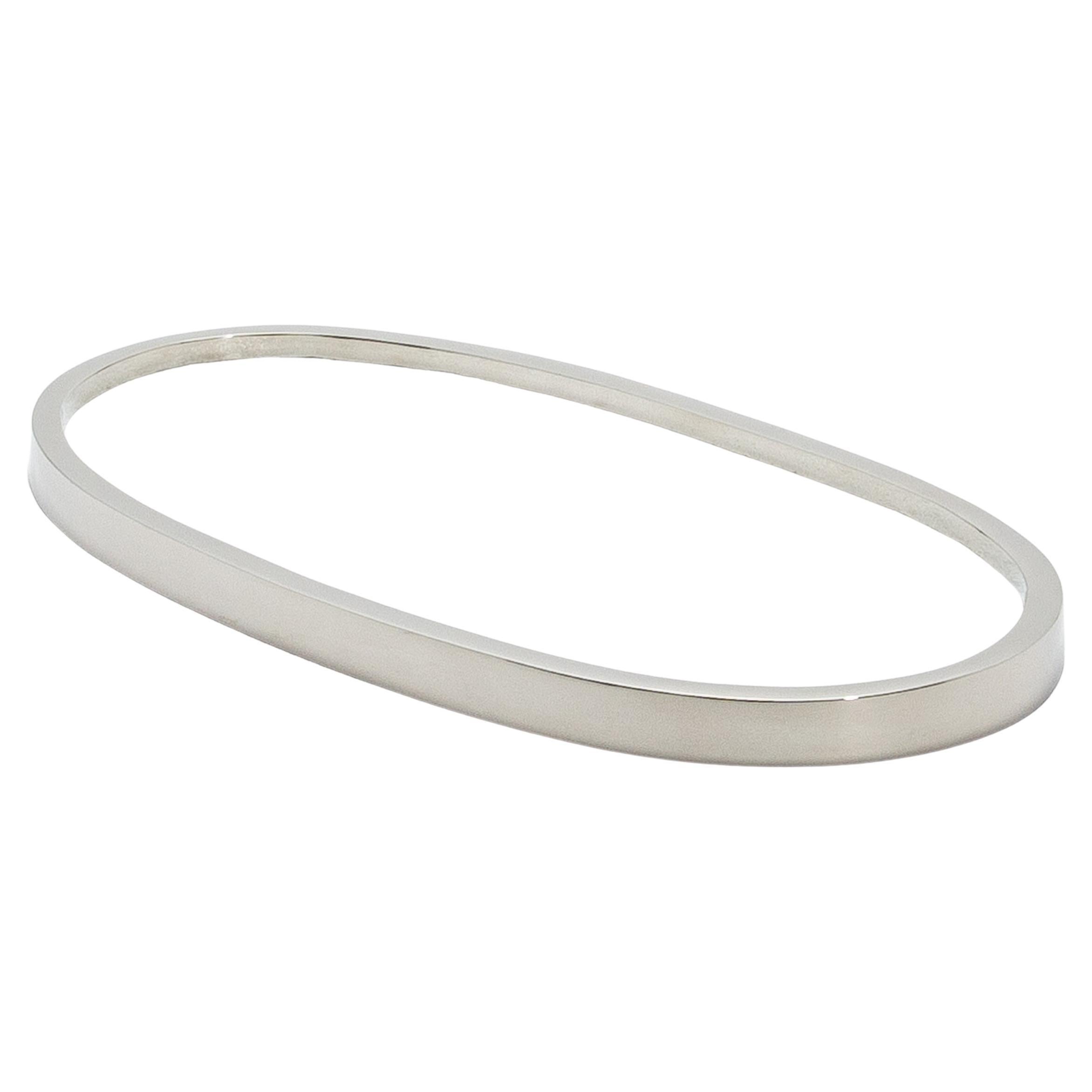 Plateau ovale en galuchat blanc avec acier inoxydable poli Kifu Paris