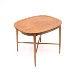 Oval tray shaped Walnut side table by Bodafors, 1950s