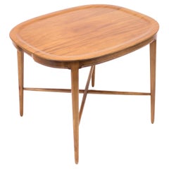 Vintage Oval tray shaped Walnut side table by Bodafors, 1950s