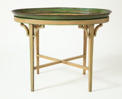 Oval Tray Table Decorated with European Pastoral Scene