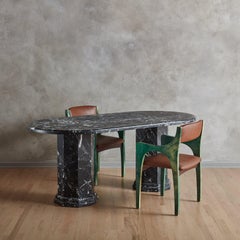 Oval Trevi Dining Table in Honed Nero Marquina by South Loop Loft