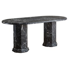 Oval Trevi Dining Table in Honed Nero Marquina by South Loop Loft