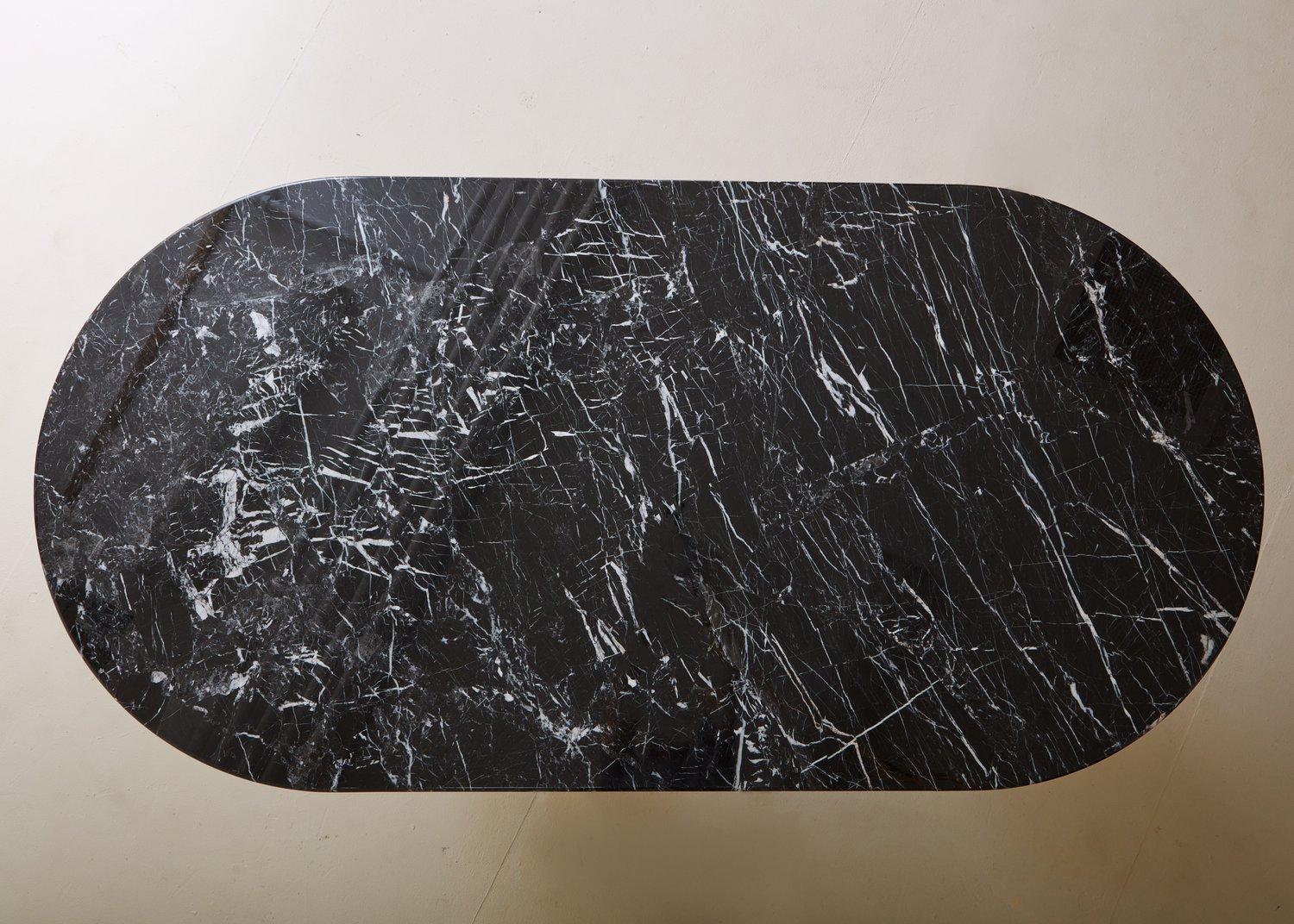 Oval Trevi Dining Table in Nero Marquina by South Loop Loft For Sale 3