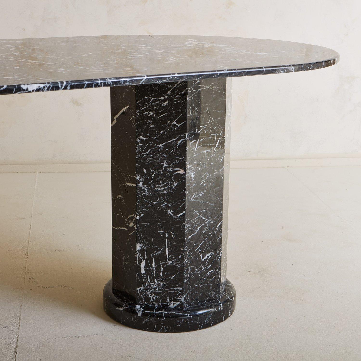 American Oval Trevi Dining Table in Nero Marquina by South Loop Loft For Sale