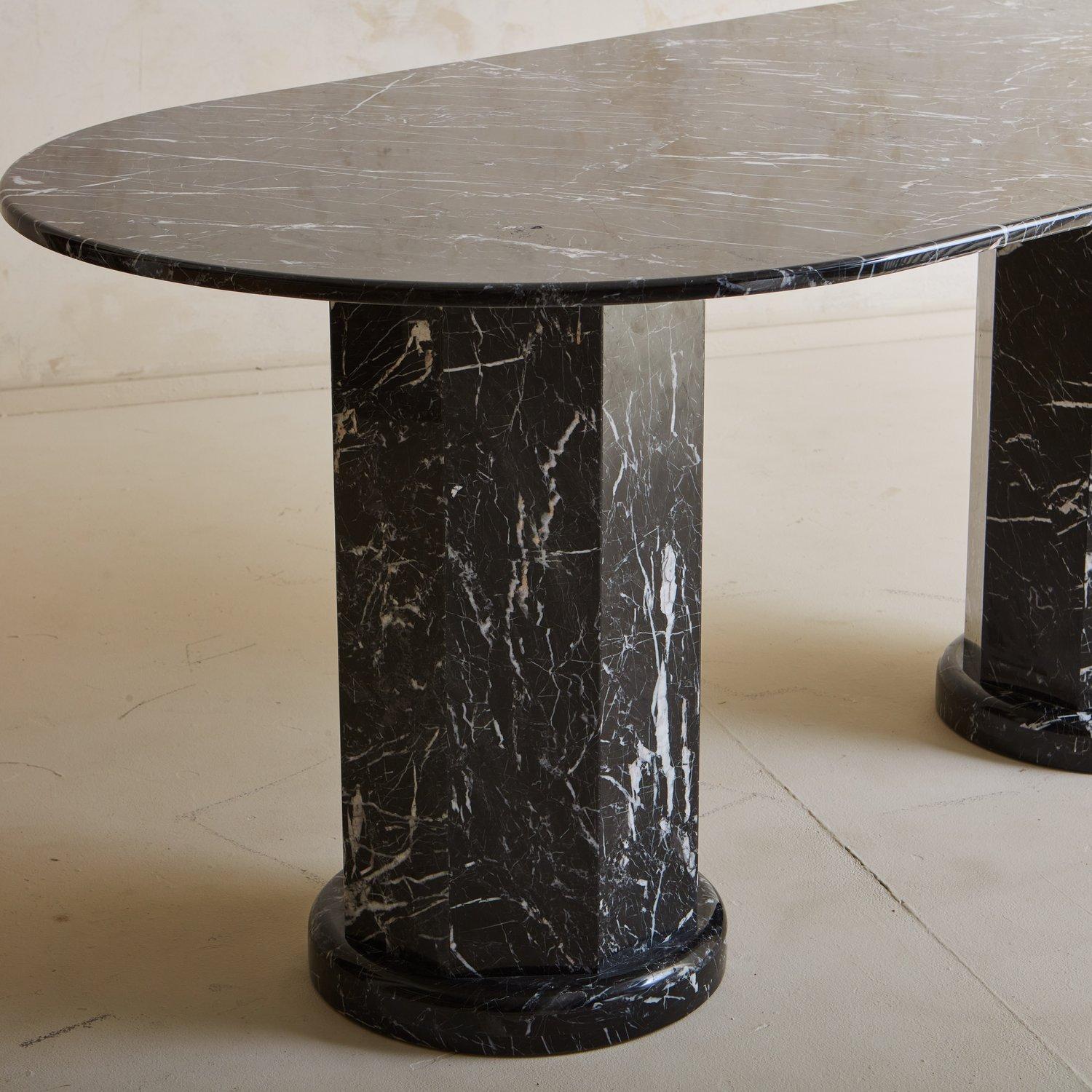Oval Trevi Dining Table in Nero Marquina by South Loop Loft In New Condition For Sale In Chicago, IL