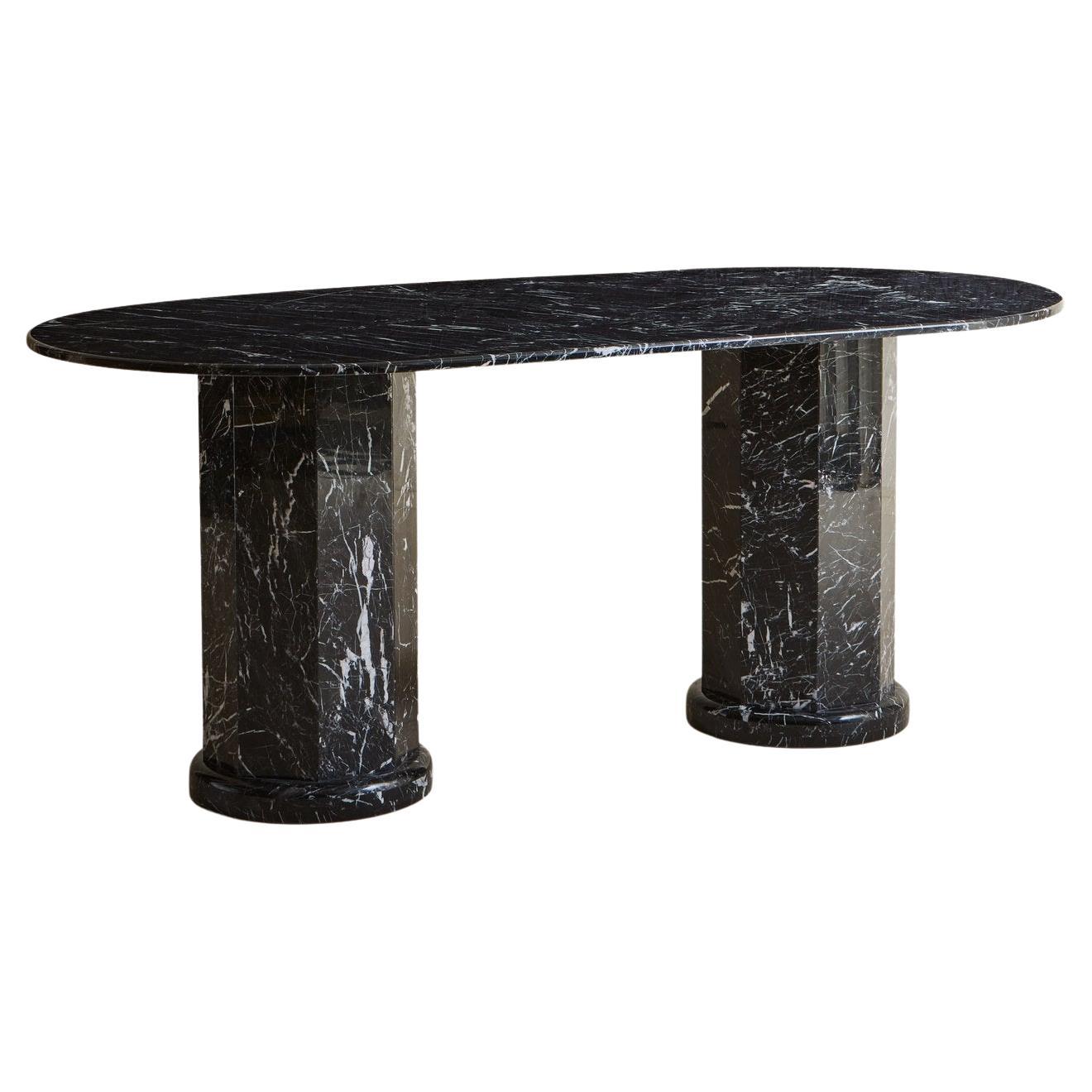 Oval Trevi Dining Table in Nero Marquina by South Loop Loft For Sale