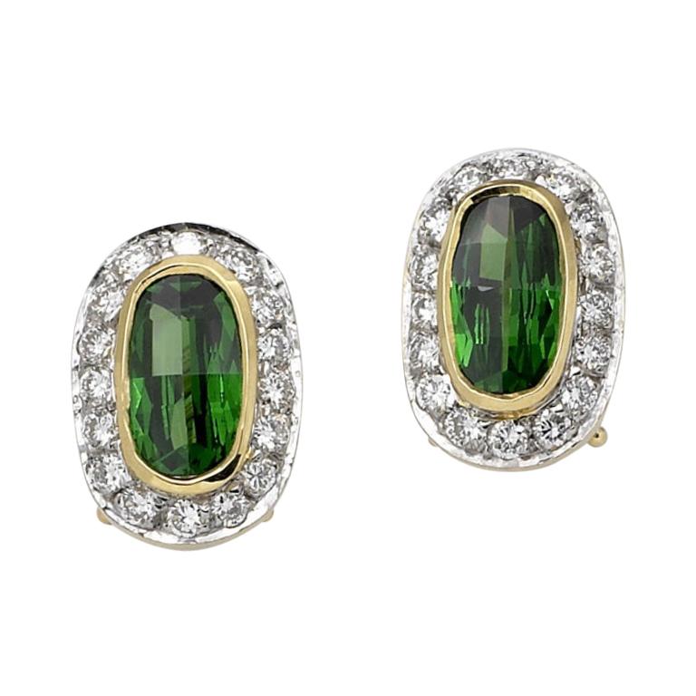 Pendientes Ovalados de Tsavorita y Diamantes, Oro, Ben Dannie