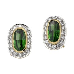 Oval Tsavorite and Diamond Stud Earrings, Gold, Ben Dannie