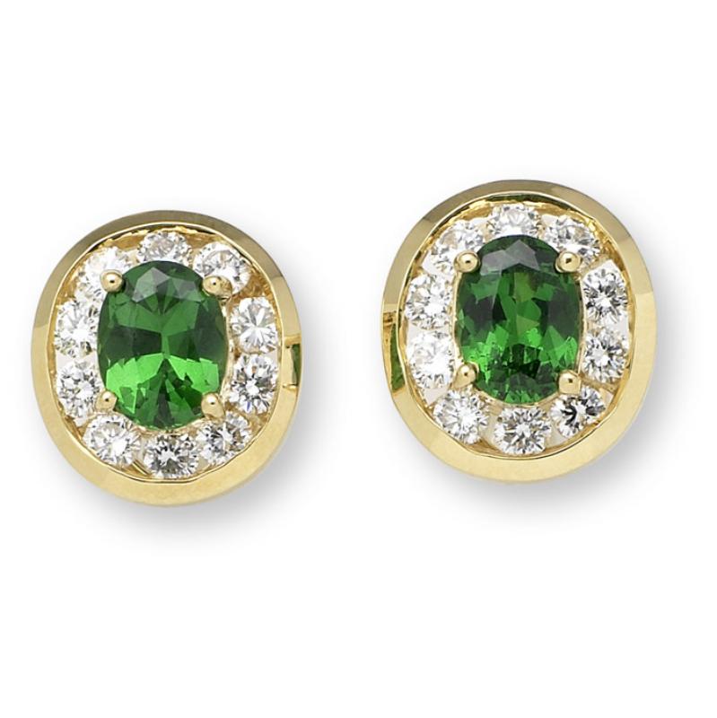 Made to order, please allow 1-3 weeks from date of final design approval by customer.  If you have a rush date you need them by let us know and we will let you know before if we can accommodate you.

Oval Tsavorite & Diamond Stud Earrings, Gold, Ben