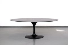 Oval "Tulip" Dining Table with Black Marble Top by Eero Saarinen for Knoll