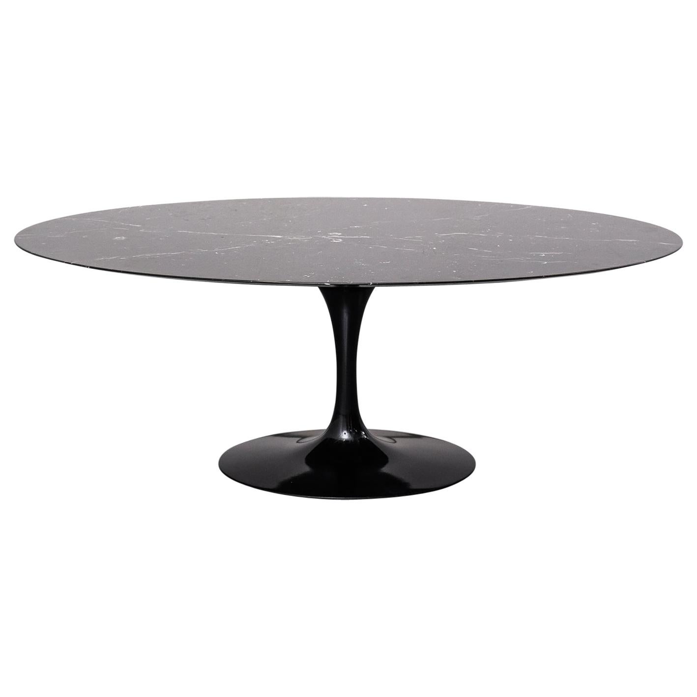 Oval "Tulip" Dining Table with Black Marble Top by Eero Saarinen for Knoll