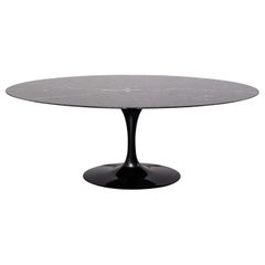 Oval "Tulip" Dining Table with Black Marble Top by Eero Saarinen for Knoll