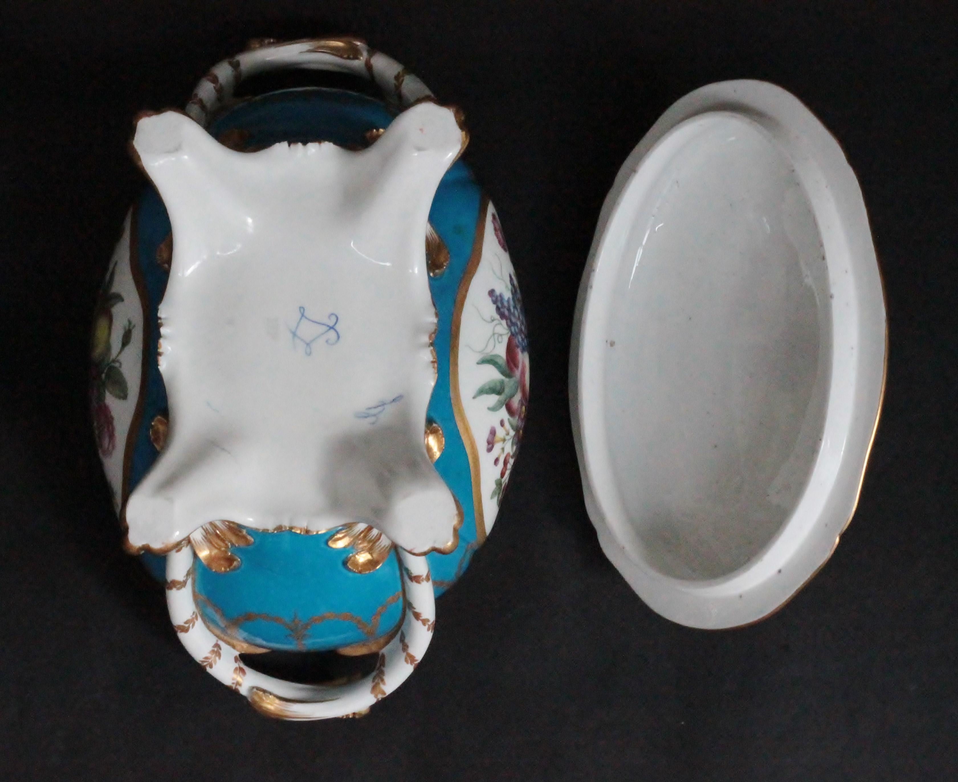 Oval Tureen and Cover of Sevres Porcelain, Turquoise Blue Ground, 18th Century 3