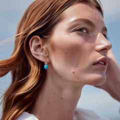 Orecchini a goccia ovali con diamante turchese in oro 18 carati - Bombyx House