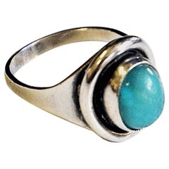 Oval Turquoise Stone Silvering by Sven Holmström, 1950s, Sweden