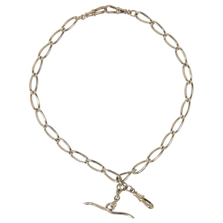 Oval Twist Double Albert Chain in Sterling Silver For Sale at 1stDibs