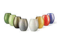 Oval Vase Mocenigo, Muranese Glass, Gold 24-Karat and Dark Green, Italy