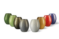 Oval Vase Mocenigo, Muranese Glass, Gold 24-Karat and Red, Italy