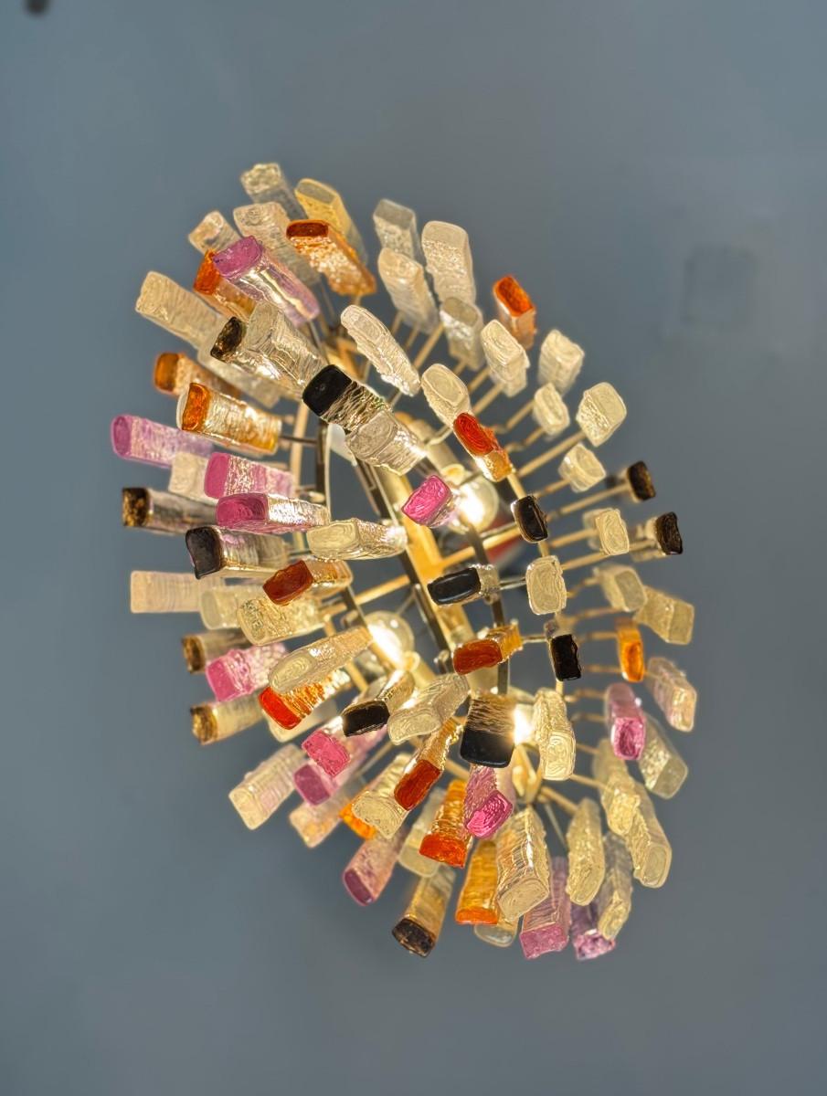 Oval Venetian chandelier in Murano glass, circa 1950, Venini For Sale 4