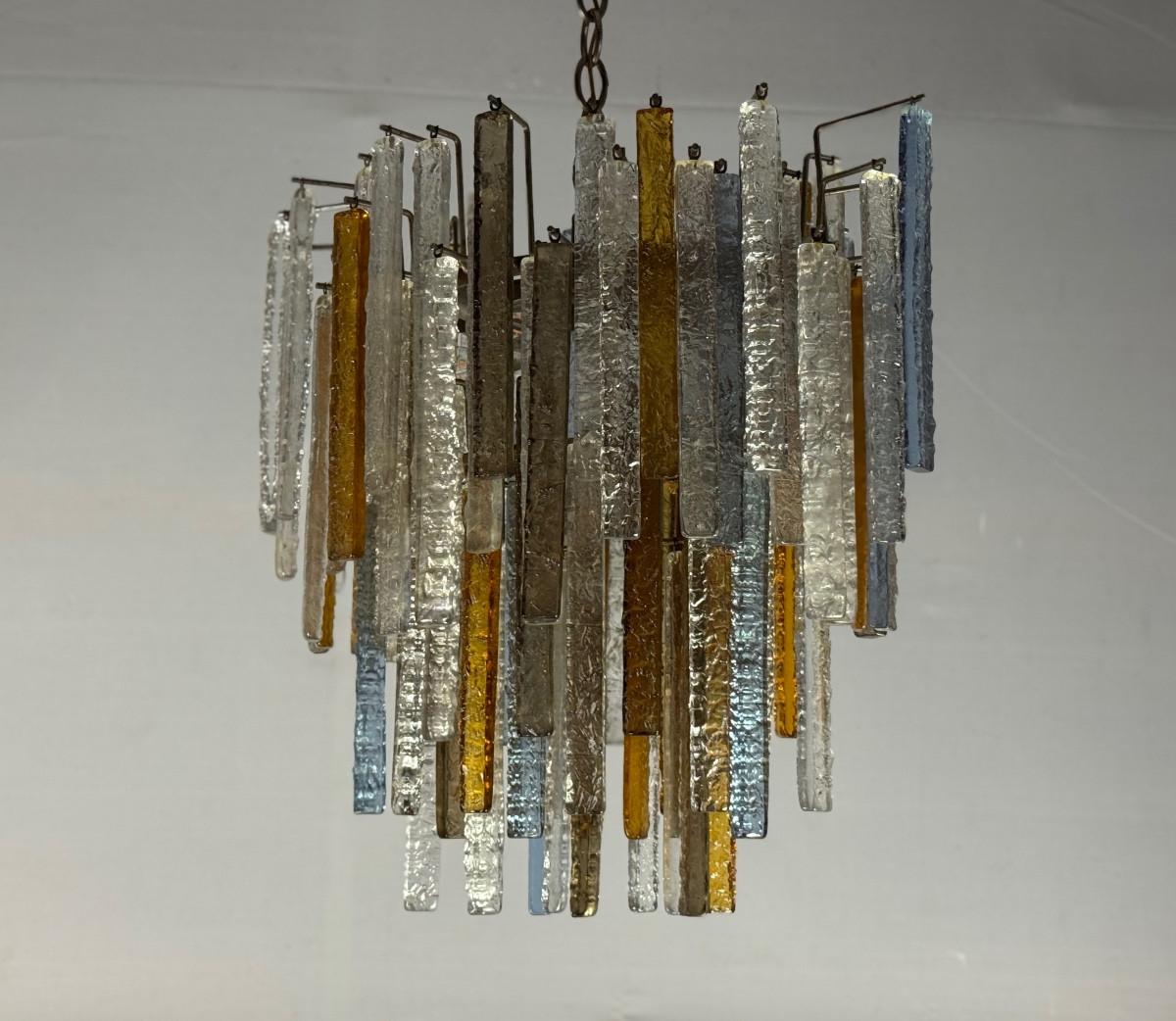 Oval Venetian chandelier in Murano glass, circa 1950, Venini For Sale 5