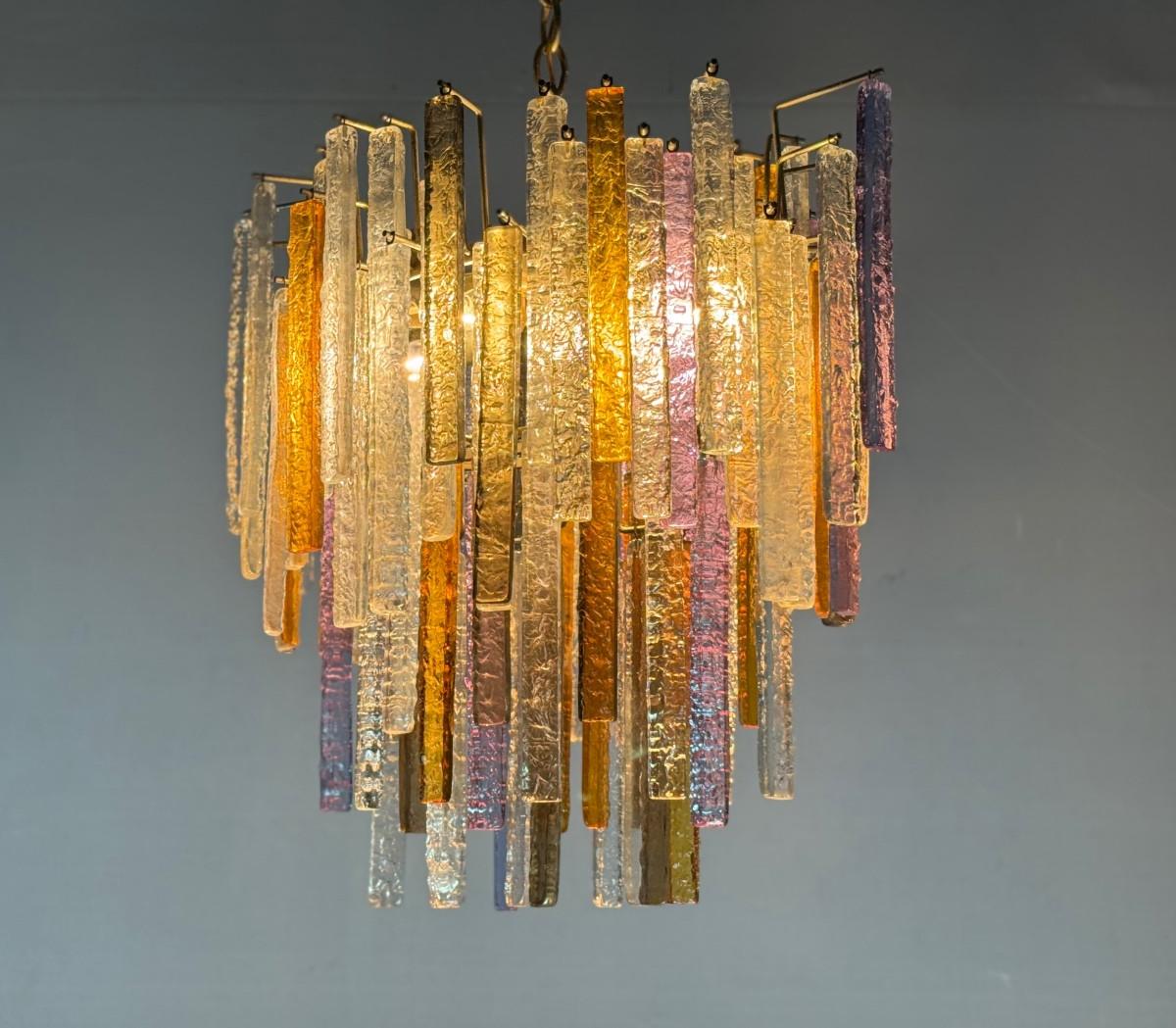Louis XV Oval Venetian chandelier in Murano glass, circa 1950, Venini For Sale