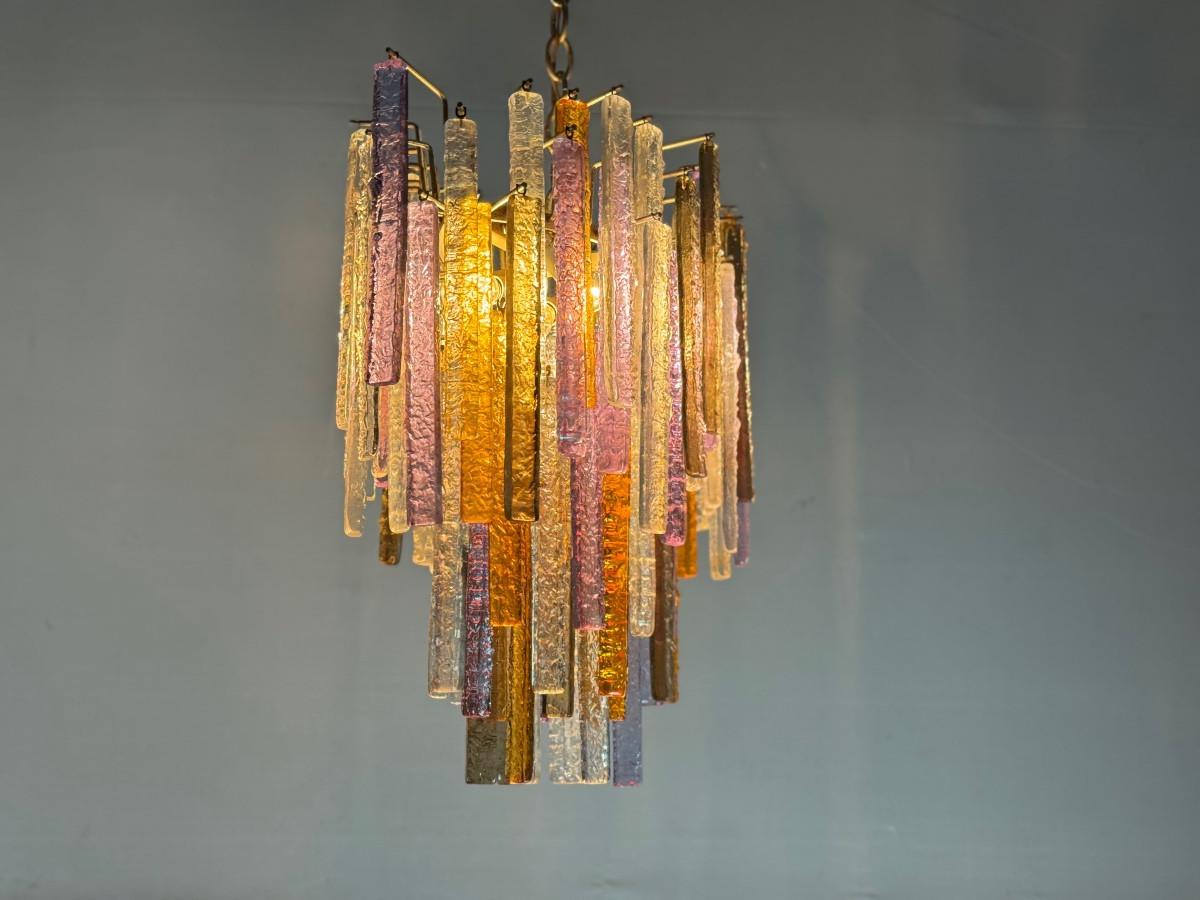 Glass Oval Venetian chandelier in Murano glass, circa 1950, Venini For Sale