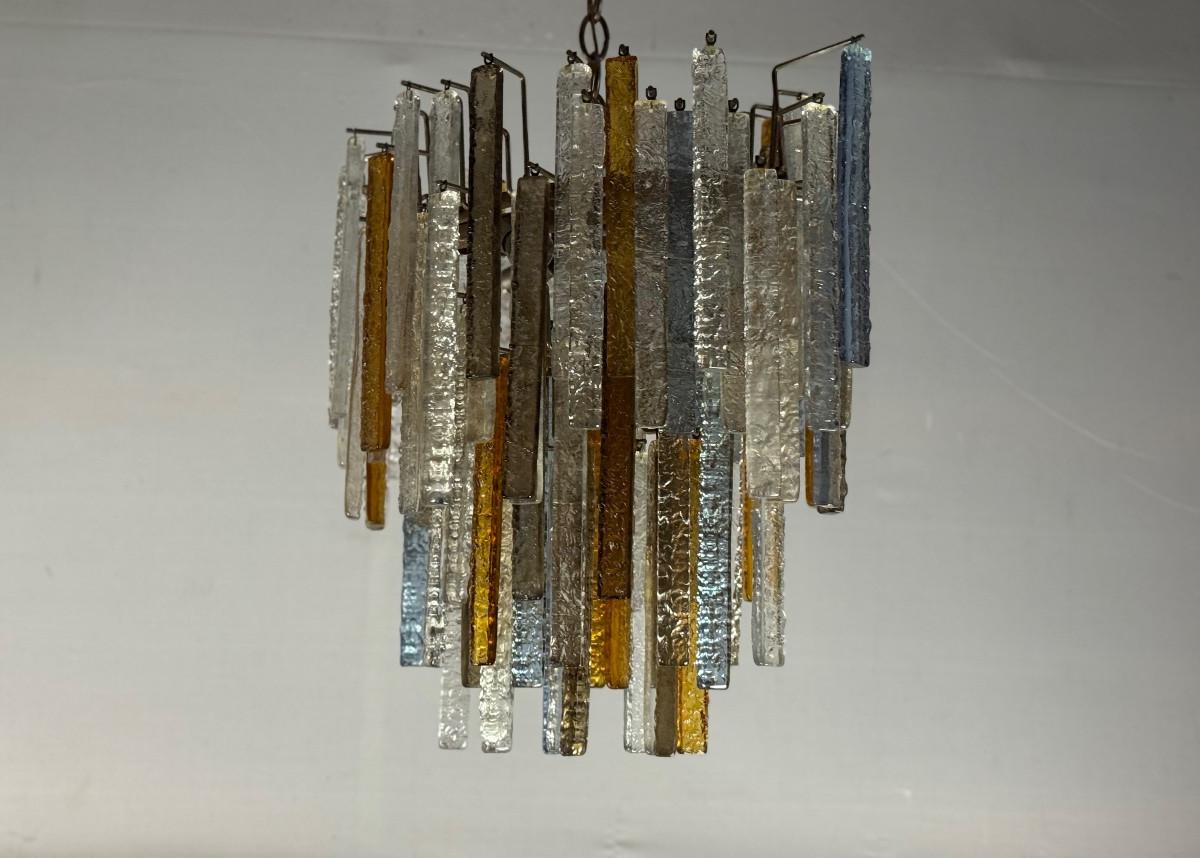Oval Venetian chandelier in Murano glass, circa 1950, Venini For Sale 2