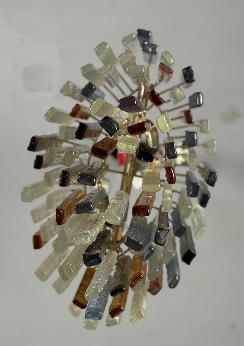 Oval Venetian chandelier in Murano glass, circa 1950, Venini For Sale 3
