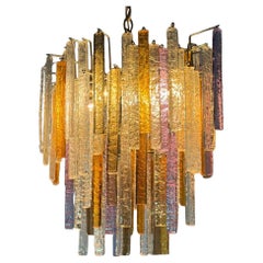 Oval Venetian chandelier in Murano glass, circa 1950, Venini