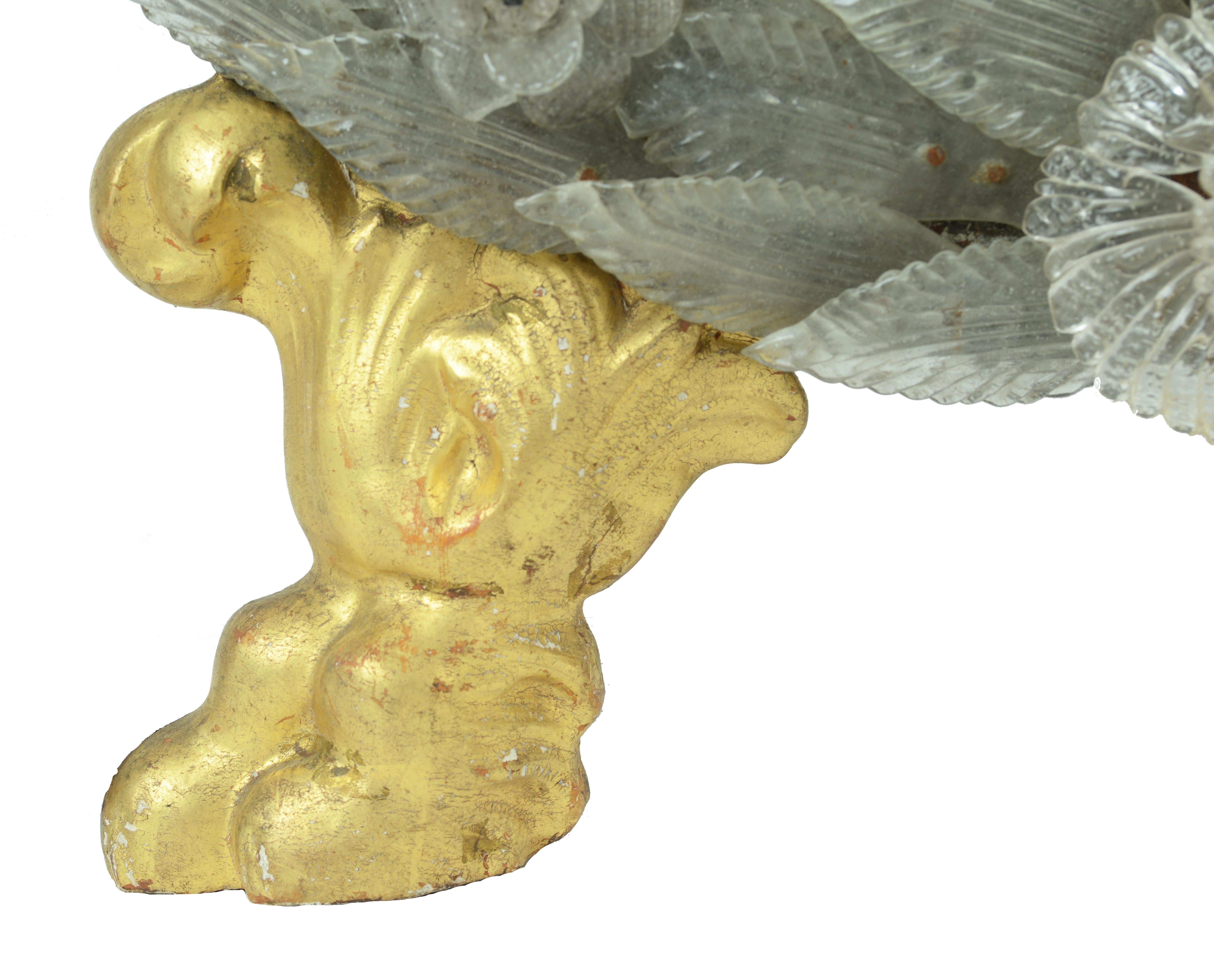 Sculpté Miroir de coiffeuse ovale vénitien encadré de verre floral de Murano, fin du 19e siècle en vente