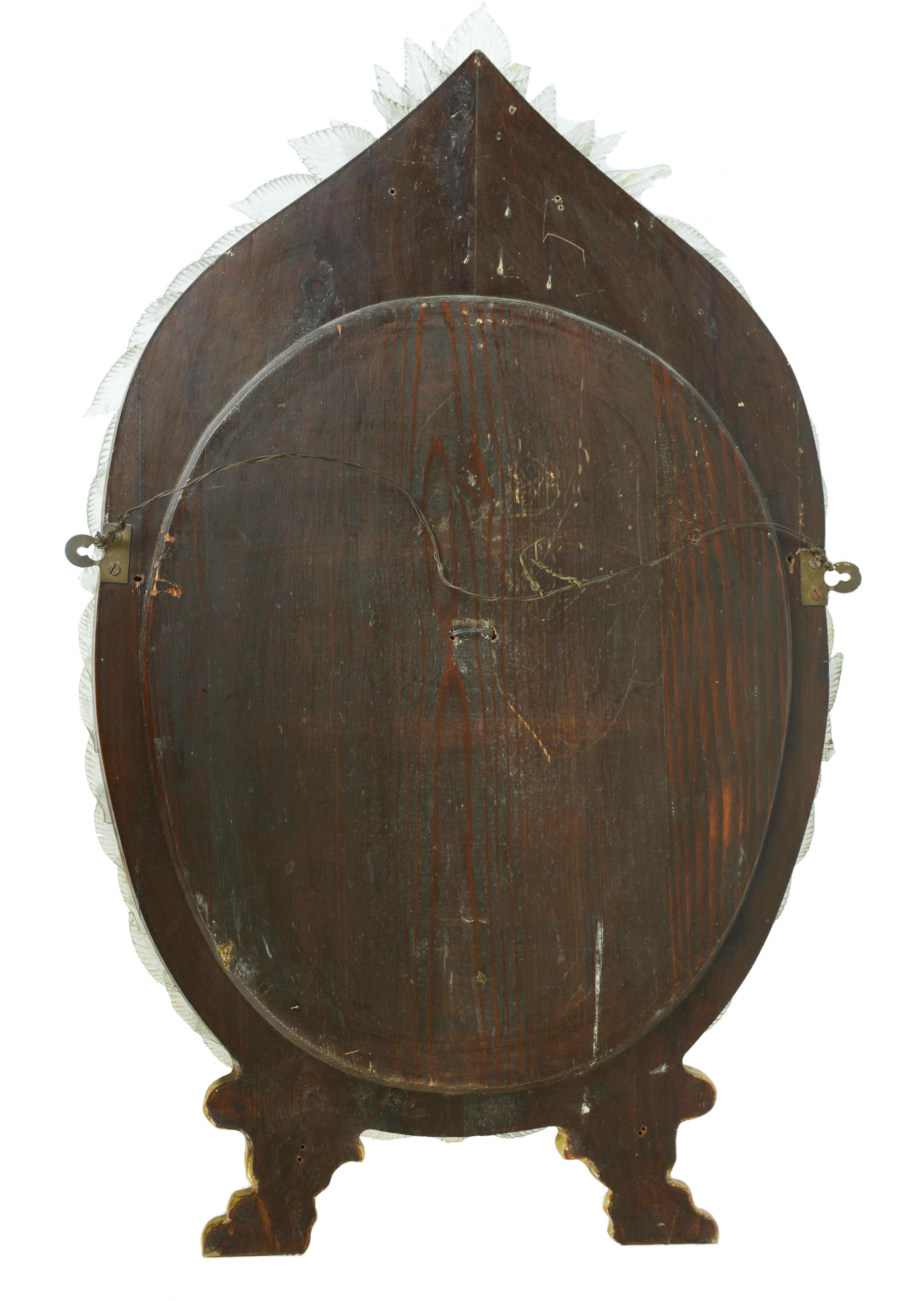 Miroir de coiffeuse ovale vénitien encadré de verre floral de Murano, fin du 19e siècle Bon état - En vente à valatie, NY