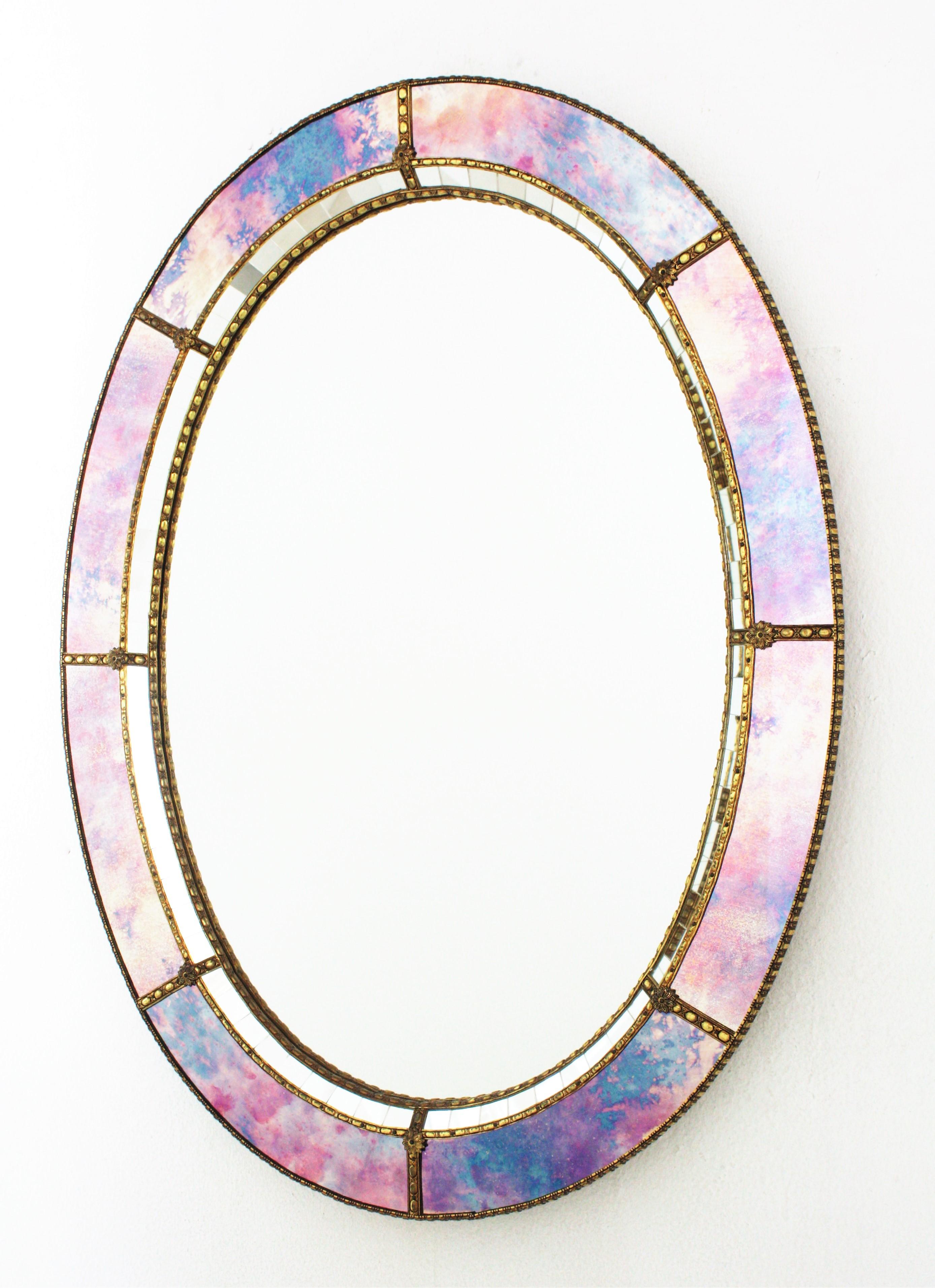 Oval Venetian Style Mirror with Brass Details 2