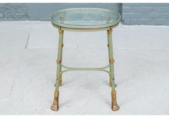 Oval Verdigris patiniert Eisen Glasplatte Akzent Tisch