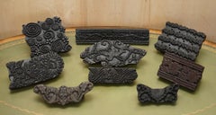 Oval Very Collectable Antique Hand Carved Floral Printing Block for Wallpaper