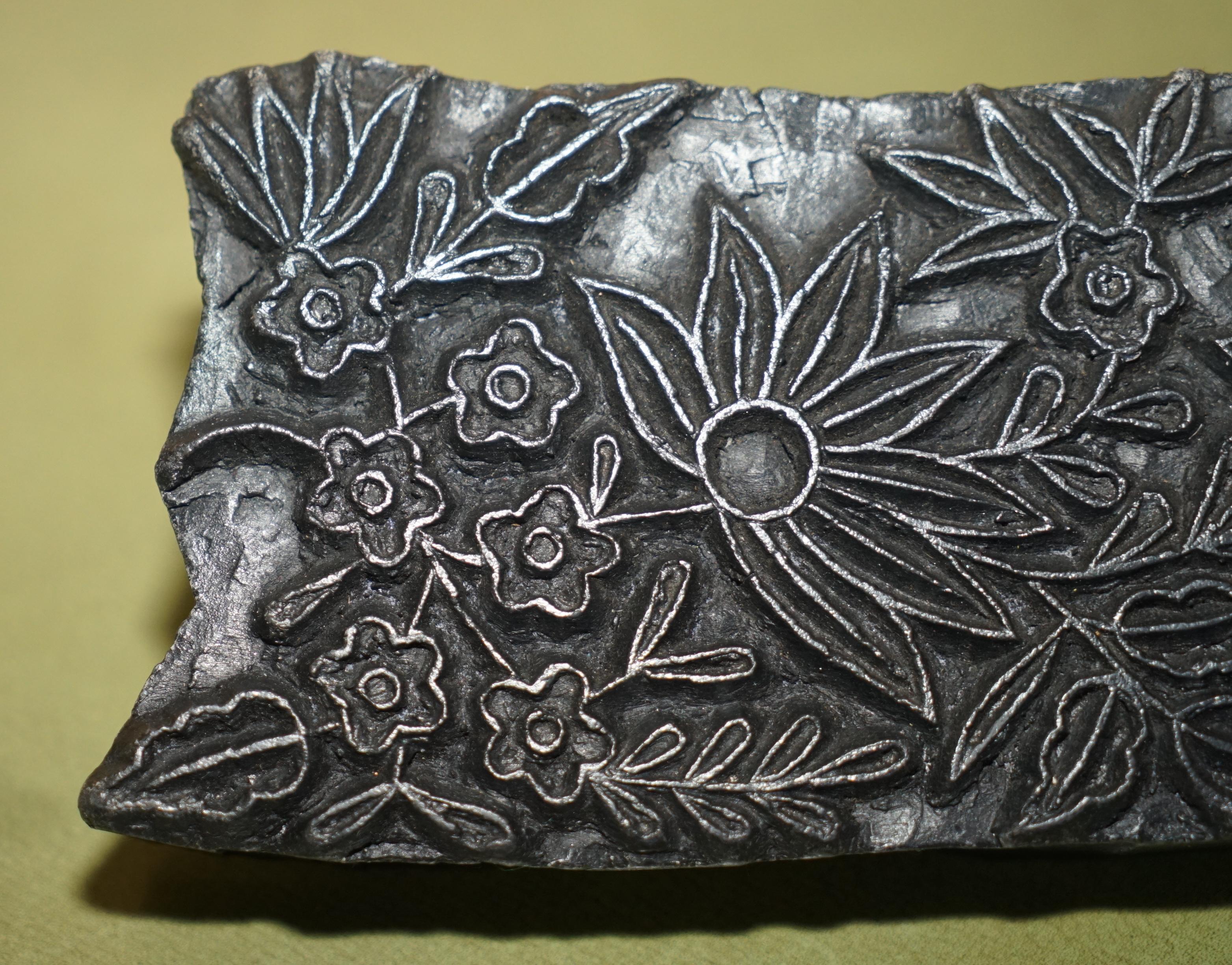 Bloque de Impresión Floral Oval Muy Coleccionable Antiguo Tallado a Mano para Papel Pintado Sicomoro en venta