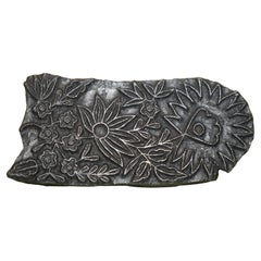 Oval Very Collectable Antique Hand Carved Floral Printing Block for Wallpaper