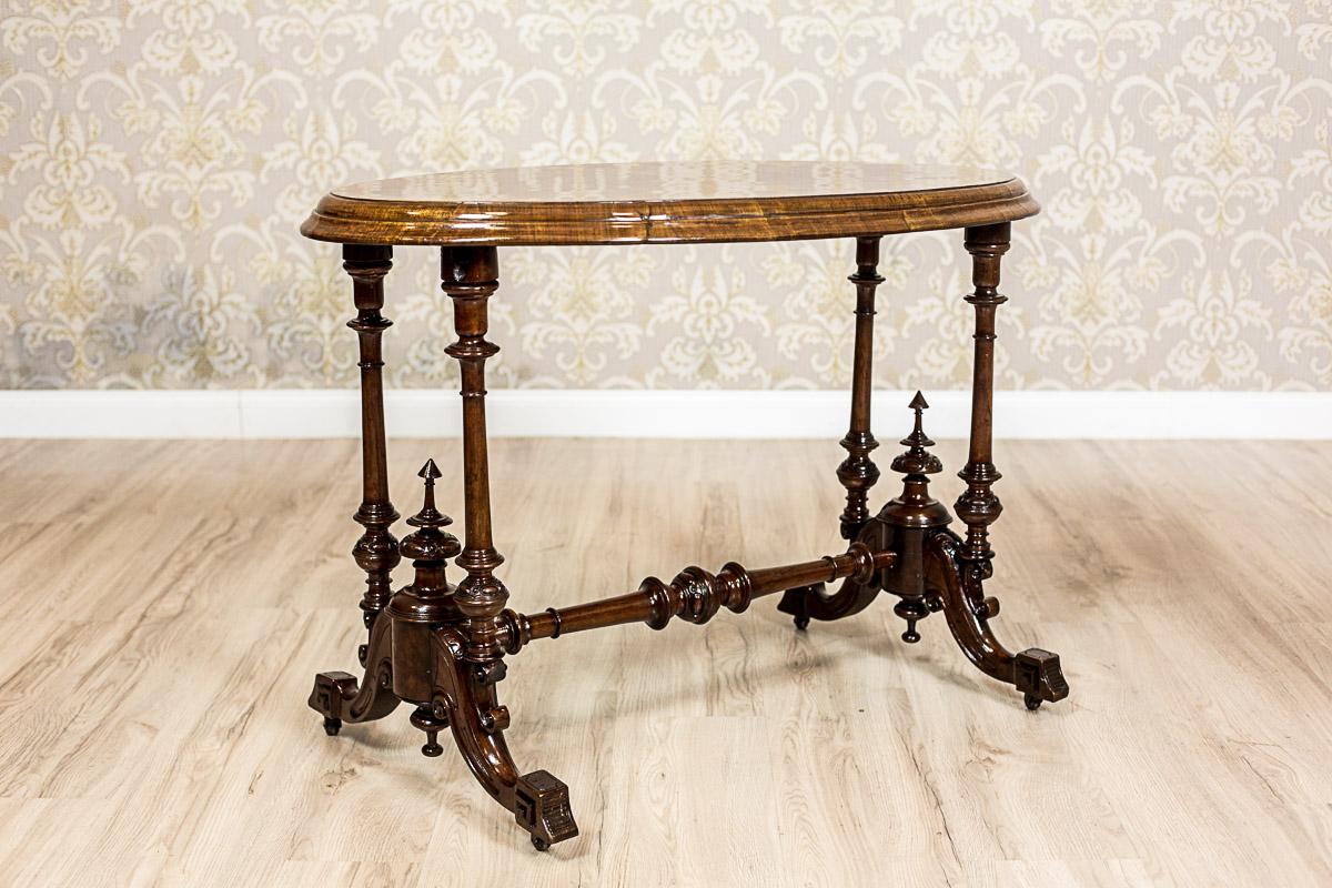 Walnut Oval Victorian Table from the Mid-19th Century