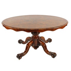 Oval Victorian Walnut Table