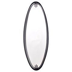 Oval Vintage Black Varnished Iron Mirror by Sant'Ambrogio & Deberti, Italy