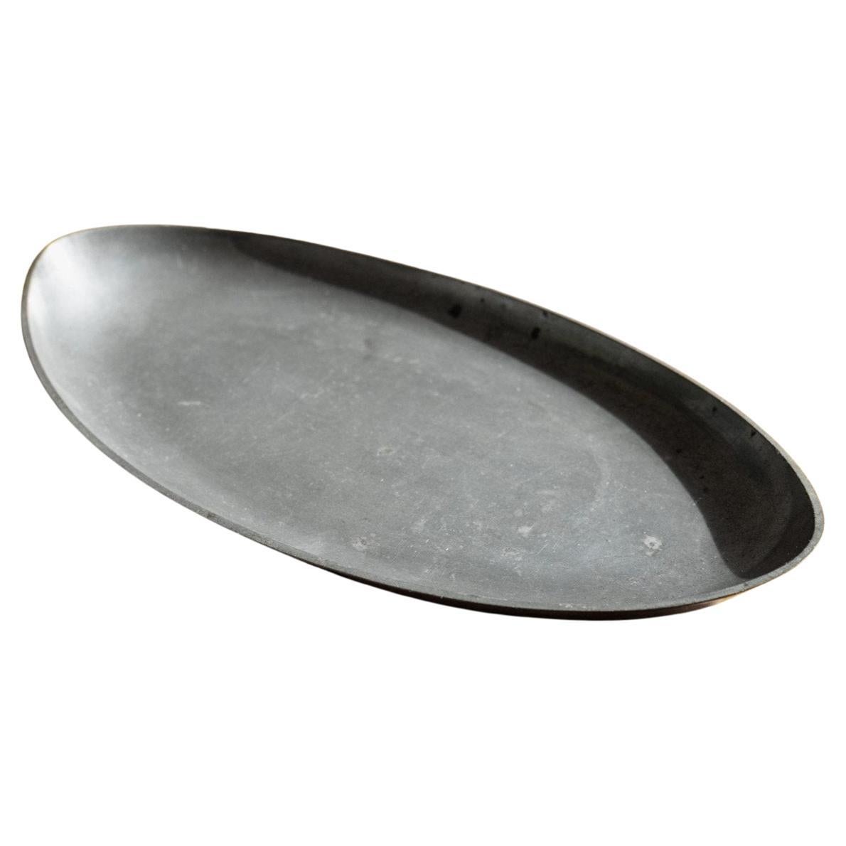 Oval Vintage Pewter Tray by Just Andersen Art Deco Denmark, 1930s For Sale