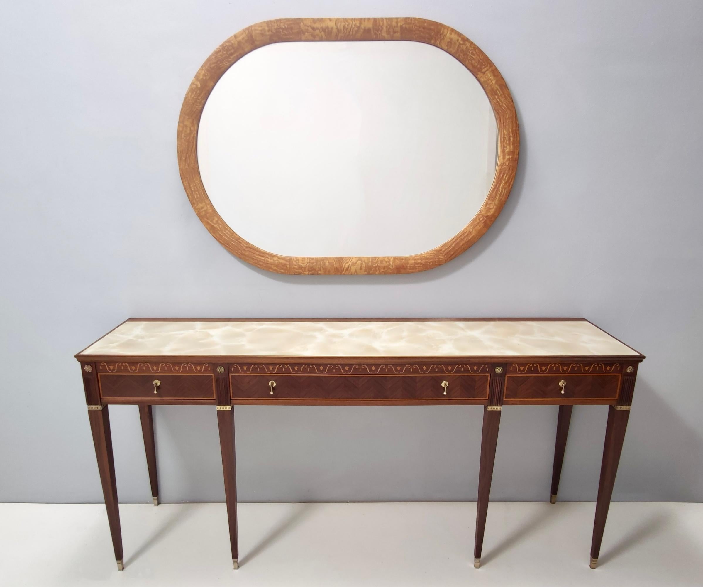 Mid-Century Modern Vintage Oval Wall Mirror with Ash Root Frame, Italy For Sale