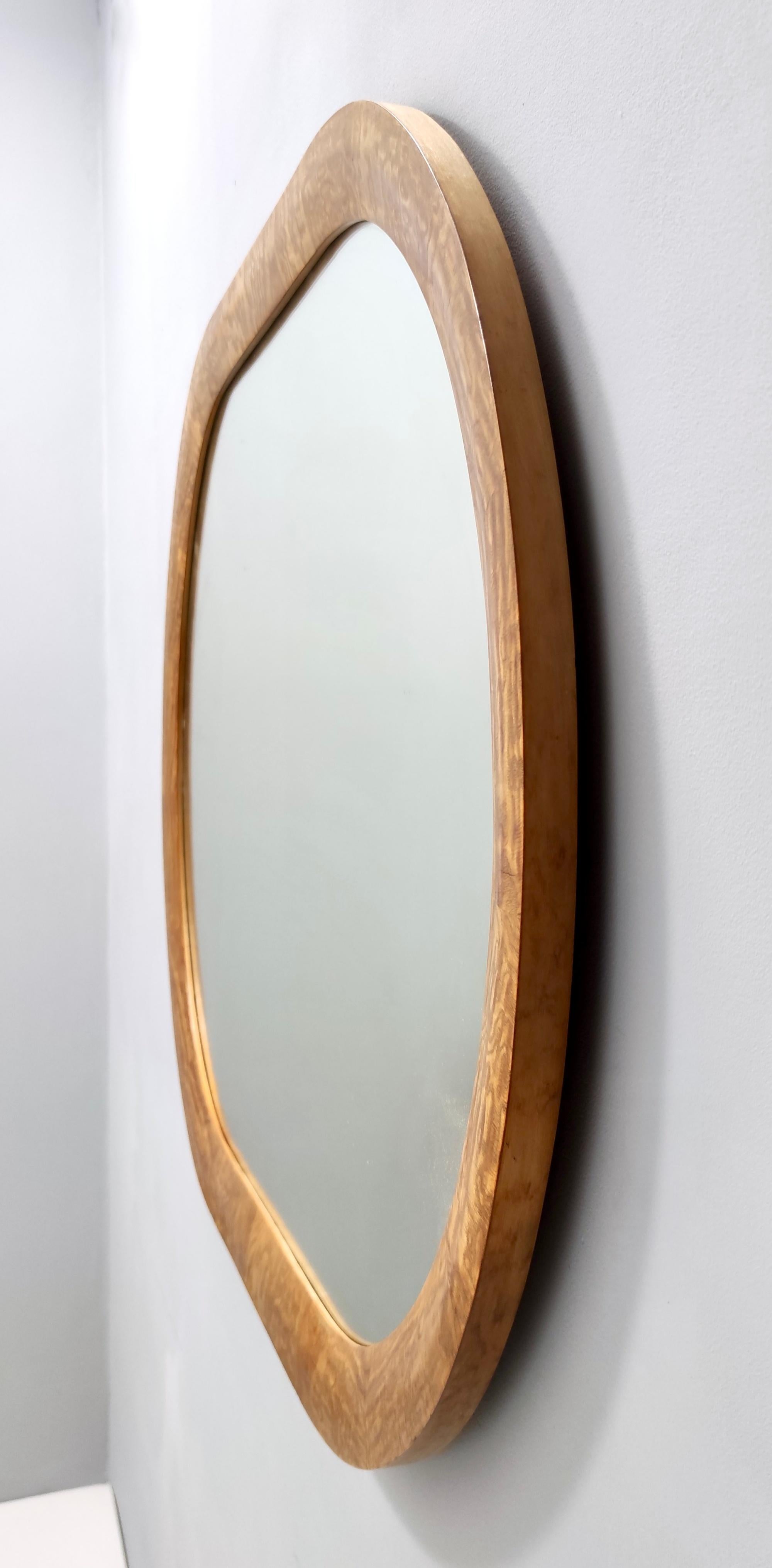 Vintage Oval Wall Mirror with Ash Root Frame, Italy For Sale 2