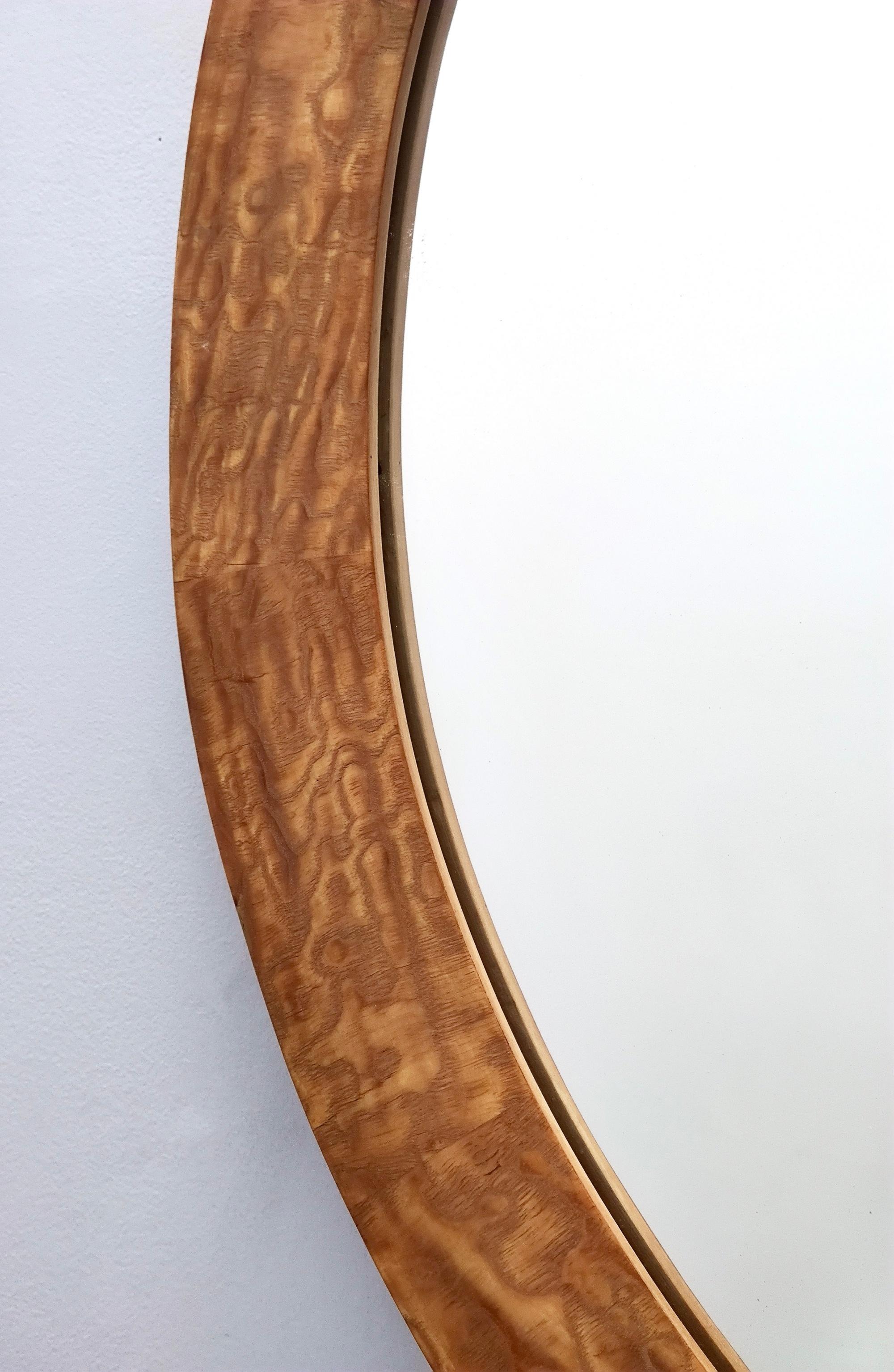 Vintage Oval Wall Mirror with Ash Root Frame, Italy For Sale 3