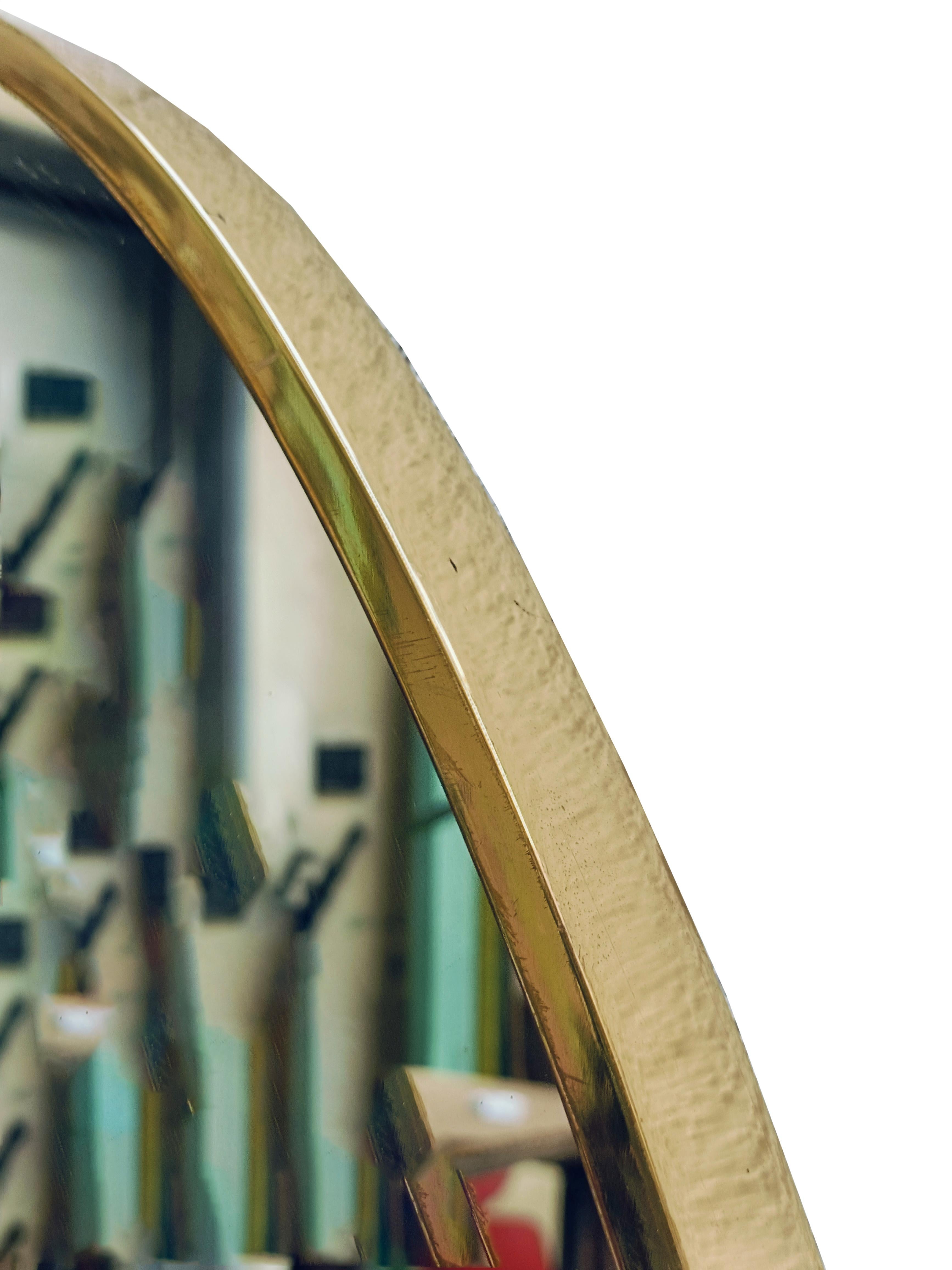 Mid-Century Modern Oval Wall Brass Mirror, Italy 1960s For Sale